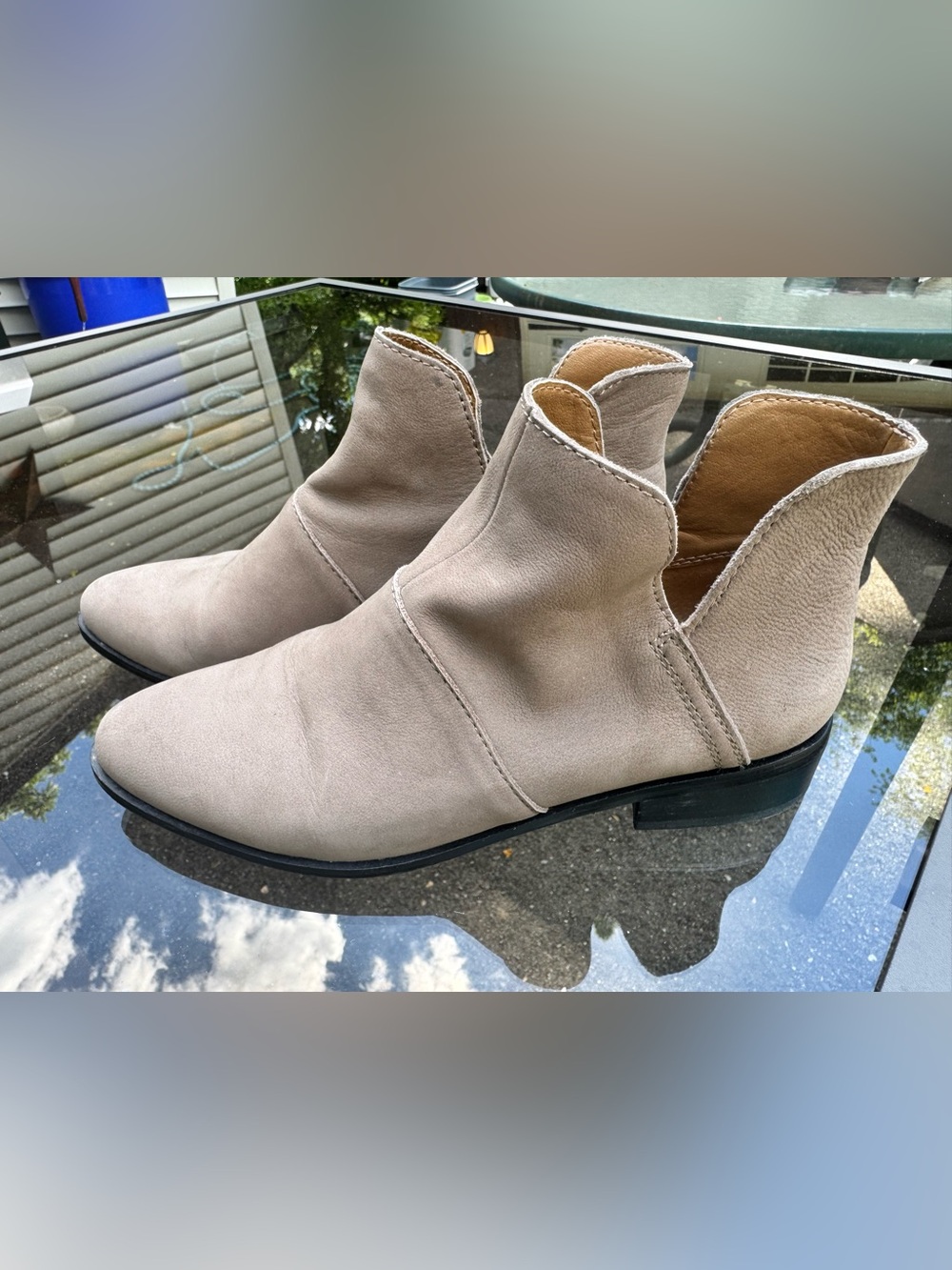 Lucky Brand Taupe Suede Ankle Booties